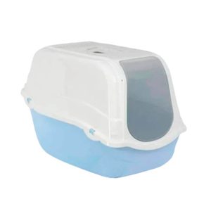 <strong>Marben Pets</strong> Baño Sanitario Romeo para Gatos, Cubierto con Puerta Abatible, Color Blanco y Celeste