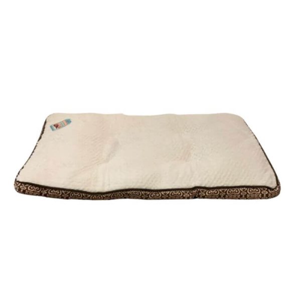 <strong>Marben Pets</strong> Cama Marrón con Terciopelo Crema para Perros y Gatos, 75x55x5 cm