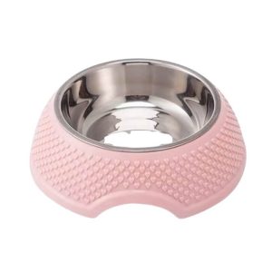 <strong>Wonder Pet</strong> Plato de Acero Inoxidable Diseño Corazon, Medida 18x6 cm, Color Rosado
