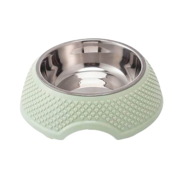<strong>Wonder Pet</strong> Plato de Acero Inoxidable Diseño Corazon, Medida 18x6 cm, Color Verde