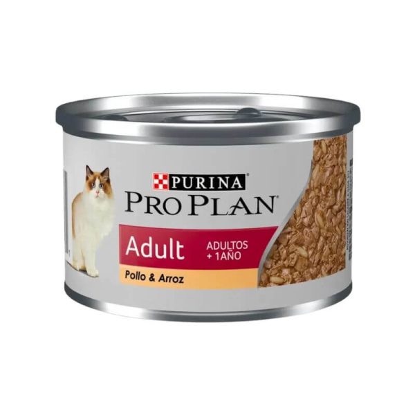<strong>Purina Pro Plan</strong> Adult Cat, Alimento Húmedo para Gatos Adultos, Pollo y Arroz, lata de 85 gr
