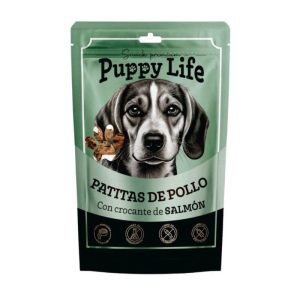 <strong>Puppy Life</strong> Patitas de Pollo con Crocante de Salmón, Snack para Perros, bolsa de 70 gr