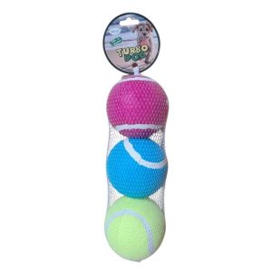 <strong>Turbo Dog</strong> Set 3 Pelotas de Color Surtido con Sonido, 7.6 cm