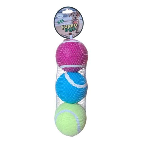 <strong>Turbo Dog</strong> Set 3 Pelotas de Color Surtido con Sonido, 7.6 cm