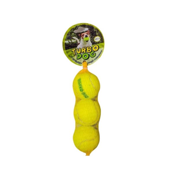 <strong>Turbo Dog</strong> Set Pelotas de Tenis con Chirriador para Perros Mini y Pequeños, 3 unidades, Diámetro 4 cm