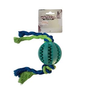 <strong>Warrior</strong> Balón Dentado con Cuerda para Perros, Juguete Interactivo y Resistente, Color Celeste