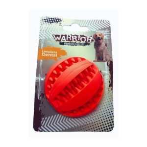 <strong>Warrior</strong> Bola con Dientes para Perros, Caucho Natural Resistente, Limpieza Dental, Color Rojo