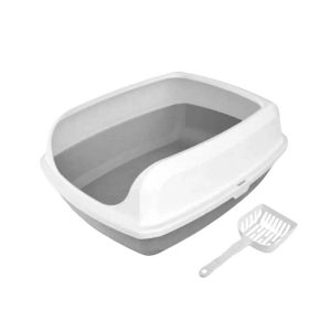 <strong>Wonder Cat</strong> Bandeja Sanitaria con Borde para Gatos, Gris, Medidas: 42x30x19 cm