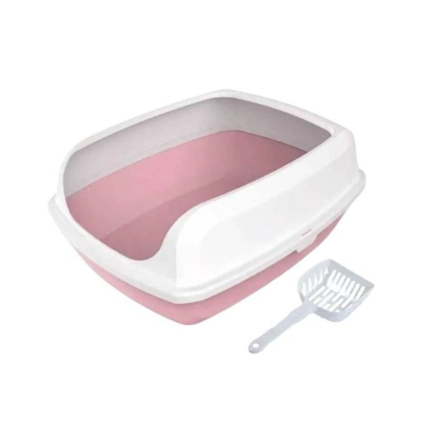 <strong>Wonder Cat</strong> Bandeja Sanitaria con Borde para Gatos, Rosado, Medidas: 42x30x19 cm