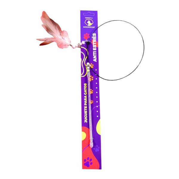 <strong>Wonder Cat</strong> Varilla con Alambre y Plumas para Gatos, Juguete Interactivo, Color Rosado
