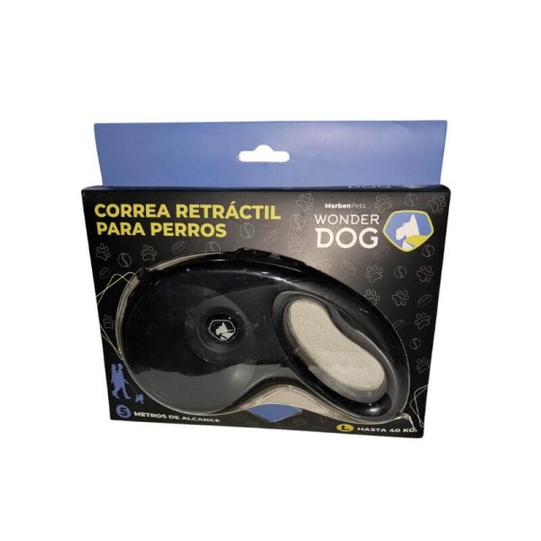 <strong>Wonder Dog</strong> Correa Retráctil para Perros, 5 Metros de Alcance, Hasta 40 kg(L), Color Negro
