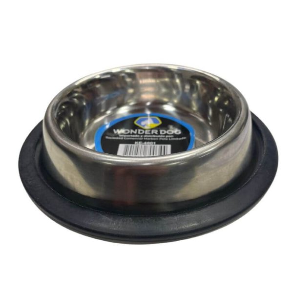 <strong>Wonder Dog</strong> Plato de Acero Inoxidable para Mascotas, Antideslizante, Capacidad 230 ml