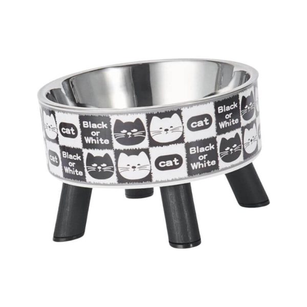 <strong>Wonder Pet</strong> Bowl con Patas Black or White, Comedero elevado de ceramica, 110 ml