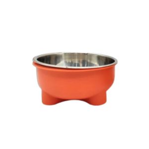 <strong>Wonder Pet</strong> Plato Individual Elevado para Mascotas, Acero Inoxidable, Medidas 15x15x6 cm, Color Naranjo