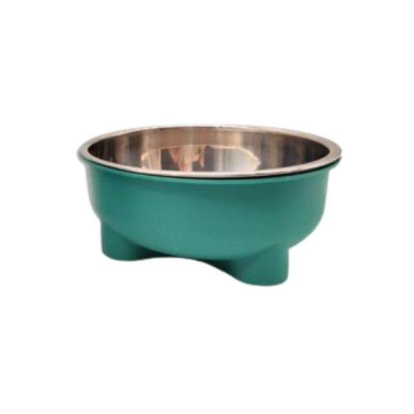<strong>Wonder Pet</strong> Plato Individual Elevado para Mascotas, Acero Inoxidable, Medidas 15x15x6 cm, Color Verde