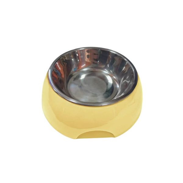 <strong>Wonder Pet</strong> Plato Individual para Mascotas, Acero Inoxidable, Medidas 16×5 cm, Color Amarillo