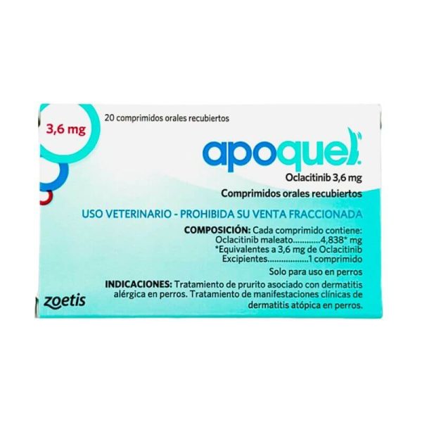 <strong>Apoquel</strong> (oclacitinib), Control Alergias, Picazón e Inflamación de Piel para Perros, 3.6 mg, 20 comprimidos