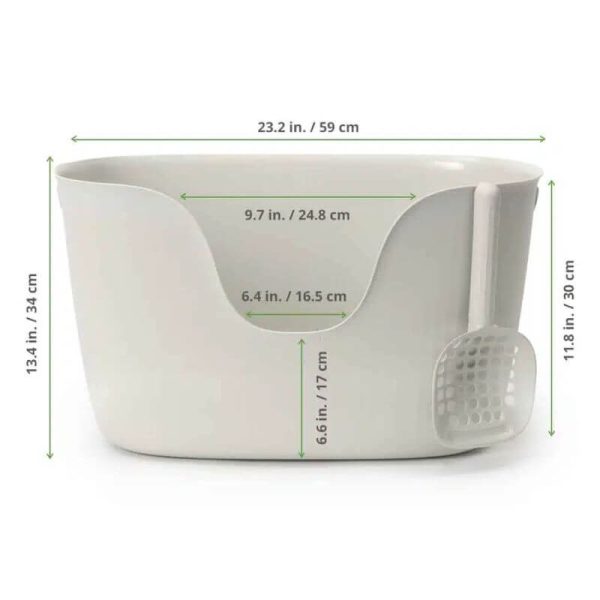<strong>Catit Loo</strong> Arenero Abierto para Gatos, Incluye Pala, Blanco, Medidas: 59 x 34 x 30 cm - Imagen 3