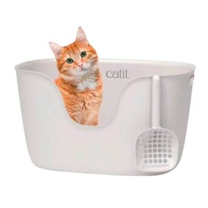 <strong>Catit Loo</strong> Arenero Abierto para Gatos, Incluye Pala, Blanco, Medidas: 59 x 34 x 30 cm