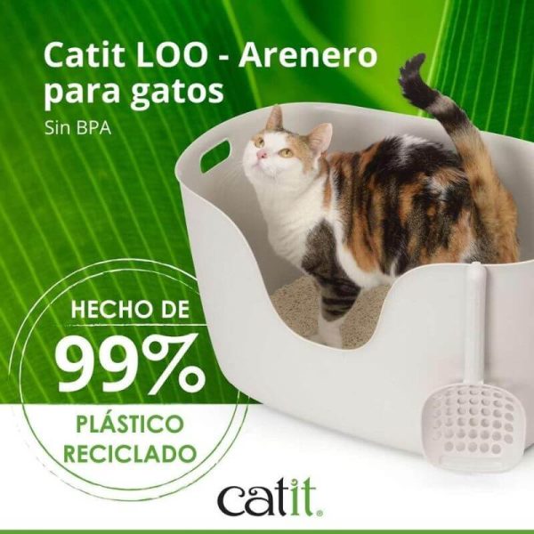 <strong>Catit Loo</strong> Arenero Abierto para Gatos, Incluye Pala, Blanco, Medidas: 59 x 34 x 30 cm - Imagen 4