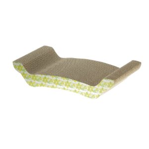 <strong>Marben Pets</strong> Rascador Trono con Diseño de Flores para Gatos, Cartón Corrugado con Catnip, Color Verde, Medidas 42x21x4 cm