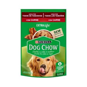 <strong>Purina Dog Chow</strong> Alimento Húmedo para Perros Adultos de Todos los Tamaños, con Carne, pouch de 100 gr