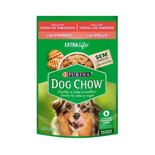 <strong>Purina Dog Chow</strong> Alimento Húmedo para Perros Adultos de Todos los Tamaños, con Pollo, pouch de 100 gr
