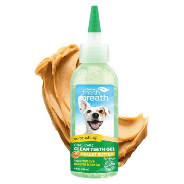 <strong>TropiClean</strong> Fresh Breath, Gel Dental Mantequilla de Manì para Perros, Aliento Fresco y Cuidado Bucal, 118 ml