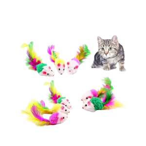 <strong>Wonder Cat</strong> Ratón con Felpa y Plumas, Antiestrés, Colores Surtidos, 1 unidad