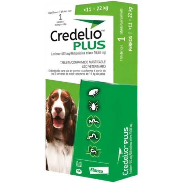 <strong>Credelio Plus</strong> Antiparasitario Externo para Perros, 11 - 22 kg, 1 comprimidos masticables (dosis mensual)