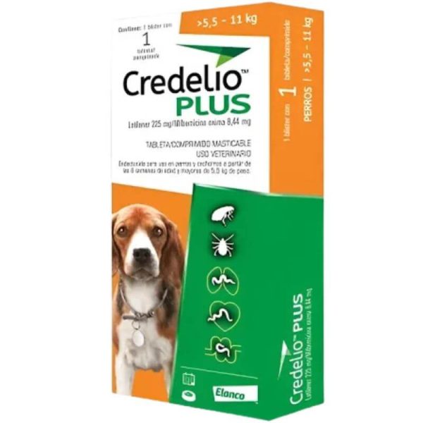 <strong>Credelio Plus</strong> Antiparasitario Externo para Perros, 5.5 - 11 kg, 1 comprimidos masticables (dosis mensuales)