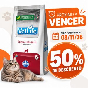 <strong>VetLife</strong> Gastro-Intestinal para Gatos con Dificultades Digestivas y Absorción Intestinal, 2 kg ( Vencimiento: 08/11/26)