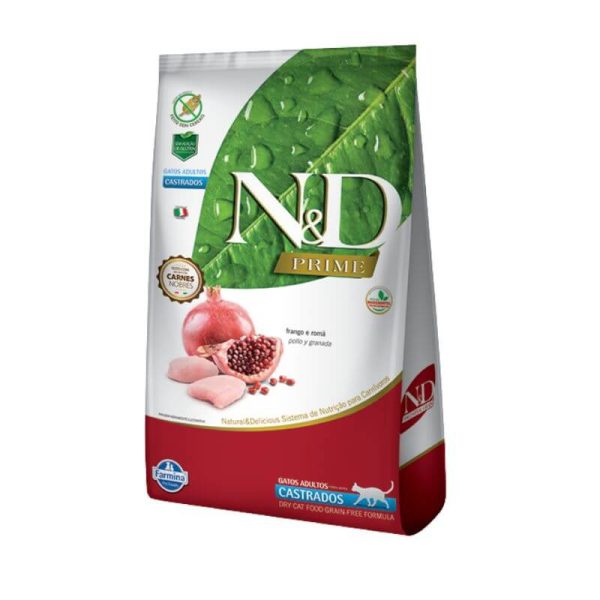 <strong>N&D</strong> Prime Adult Cat Castrados, Alimento Seco para Gatos Adulto, Castrados, Pollo y Granada, bolsa de 1.5 kg