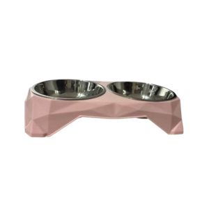 <strong>Wonder Pet</strong> Plato doble de Acero Inoxidable para Mascotas, Rosado