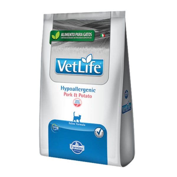 <strong>VetLife</strong> Hipoalergénico, Cerdo y Papa , Alimento Seco para Gatos con Intolerancias Alimentarias , bolsa de 400 gr