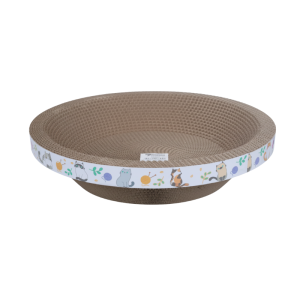 <strong>Guau!</strong> Rascador de Cartón para Gatos Circular, Con Catnip, Café con Diseños, 35 cm