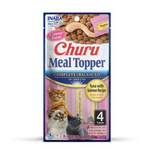 <strong>Inaba</strong> Churu Meal Topper, Alimento Húmedo para Gatos, Topper o Saborizante, Atún con Salmón, 4 tubos de 14 gr