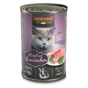 <strong>Leonardo</strong> Quality Selection Rabbit, Alimento Húmedo Monoproteico para Gatos, Conejo, lata de 400 gr