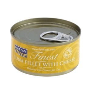 <strong>Fish 4 Cats</strong> Finest Alimento Húmedo para Gatos, Atun con Queso, 70 gr, en lata
