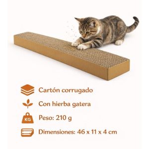 <strong>Marben Pets</strong> Rascador con Forma de Tabla, Cartón Corrugado con Catnip, Medidas 46 x 11 x 4 cm