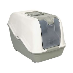 <strong>MPS</strong> Baño Sanitario Netta para Gatos, Cubierto con Puerta Abatible, Incluye Pala y Filtro de Carbón, Color Blanco y Gris