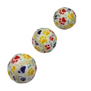 <strong>Guau!</strong> Set de Pelotas de Tenis con diseño de patitas, 3 unidades, Diámetro 6.5 cm