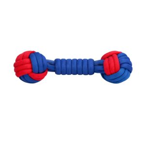 <strong>Guau!</strong> Juguete de cuerdas trenzadas en Forma de Mancuerna, color Azul y Rojo