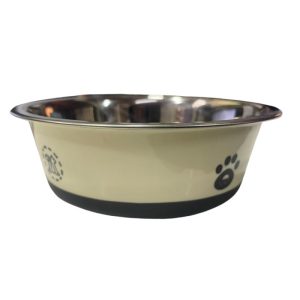 <strong>Guau!</strong> Plato de Acero Inoxidable con Diseño, Crema, Capacidad 400 ml