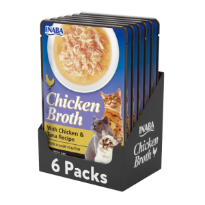 <strong>Pack: Inaba</strong> Churu Chicken Broth, Snack Húmedo para Gatos, Caldo de Pollo con Atún, 6 sachet de 50 gr