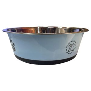 <strong>Guau!</strong> Plato de Acero Inoxidable con Diseño, Celeste, Capacidad 1200 ml