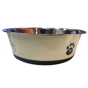 <strong>Guau!</strong> Plato de Acero Inoxidable con Diseño, Crema, Capacidad 1200 ml