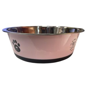 <strong>Guau!</strong> Plato de Acero Inoxidable con Diseño, Rosado, Capacidad 1200 ml