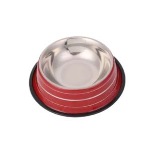 <strong>Guau!</strong> Plato de Acero Inoxidable Antideslizante, color Rojo ,Talla S, Diámetro de la base 18 cm
