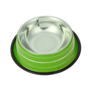 <strong>Guau!</strong> Plato de Acero Inoxidable Antideslizante, color Verde,Talla S, Diámetro de la base 18 cm